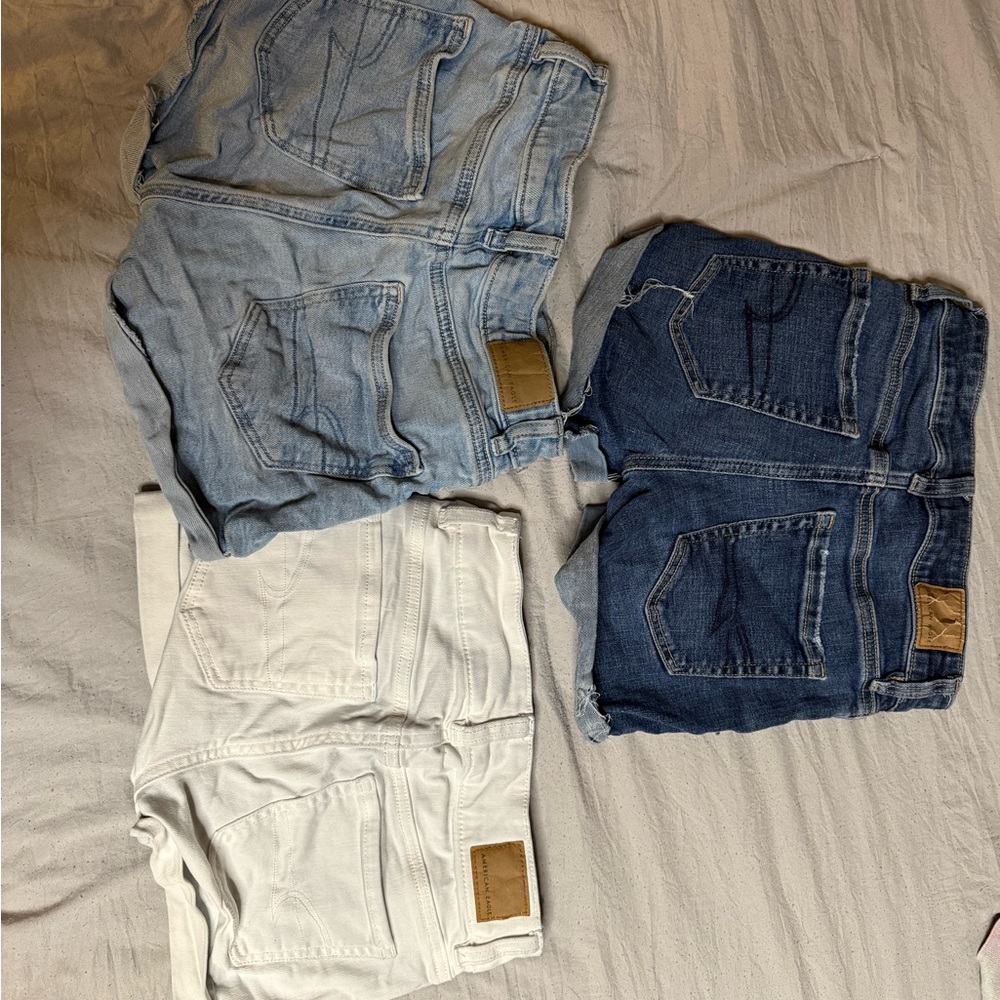 american eagle girls sz 000 Set of Three Denim Shorts in Blue and White - Picture 14 of 14
